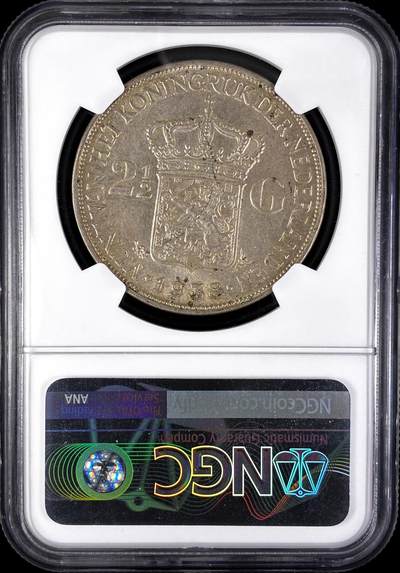 【雨安】【直播拍卖】【评级币章-132期】 2026-04-25 周六 19:30 (金价1050, 银价18.60)  [评级欧洲] Netherlands 荷兰 王国 2.5盾 (1929-1940) 威廉明娜 1938年  NGC-AU58