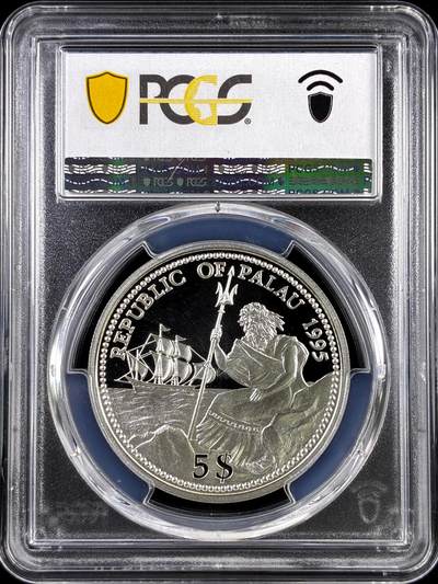 【雨安】【直播拍卖】【评级币章-132期】 2026-04-25 周六 19:30 (金价1050, 银价18.60)  [评级现代] Palau 帕劳 5元 1995年 海马 PCGS-PR69DCAM 精制币