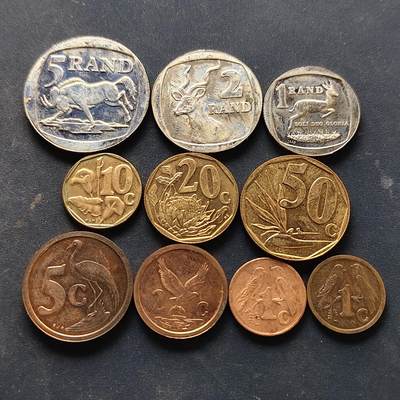 【全场包邮】纯粹捡漏拍522场 南非1996-1997年10枚套币-1996年1分为祖鲁语特别版（仅发行1996年）