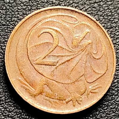 泉币菌-第230场-拍品多 请提前出价 1968年 英属澳大利亚2分铜币 伞蜥蜴斗篷蜥 21.5mm