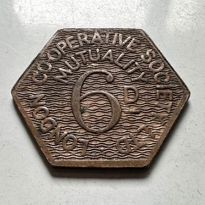 🌹外币初藏🌹🐯2026年第45场   每周二四六晚8️⃣点  世界硬币 伦敦合作互助会 6便士 Token