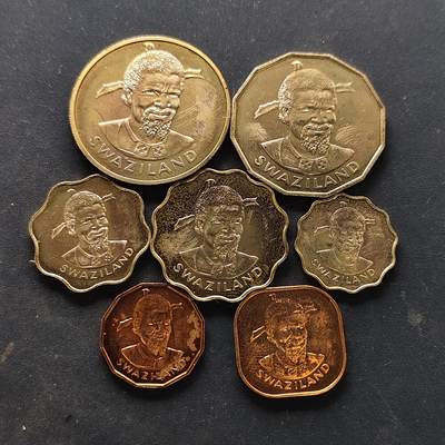 【全场包邮】纯粹捡漏拍522场 斯威士兰1974年清年份7枚套币
