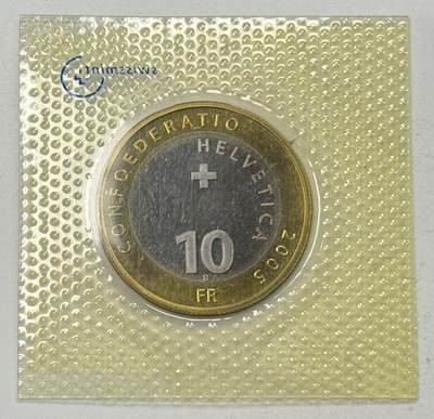 S&S Numismatic世界钱币-拍卖 第126期  瑞士2005年 瑞士山脉-少女峰 10法郎双色纪念币 原厂塑封，品相如图
