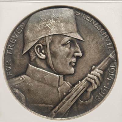 【德藏】世界币章拍卖第170期（拍品征集中~欢迎藏友联系） 1920年 瑞士卢塞恩边境守护纪念银章 深彩包浆 人物传神 少见品种 NGC MS62