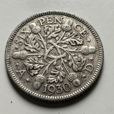 🌹外币初藏🌹🐯2026年第45场   每周二四六晚8️⃣点  世界硬币 英国 1930年 乔治五世 六便士银币 2.83克-19毫米-50%银