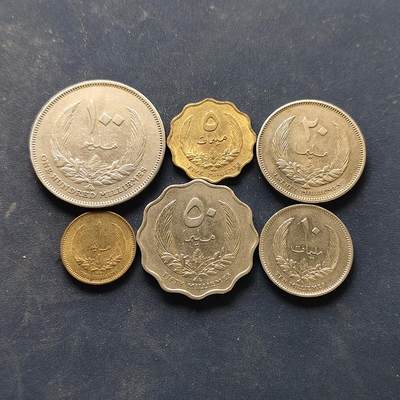 【全场包邮】纯粹捡漏拍522场 利比亚1965年首版星月盾徽版6枚套币