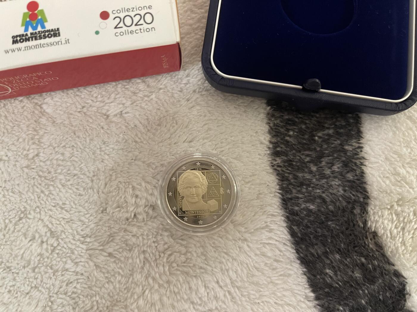 ❤️【币观天下】❤️ 第349期钱币拍卖场- 2026.4.24周五晚上6点半场 长期征集拍品  意大利2020年纪念玛丽亚精制2欧元纪念币 全新原盒原包装 限量发行5000枚