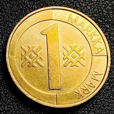 泉币菌-第230场-拍品多 请提前出价 芬兰1马克铝青铜币 1994年 24mm 立狮持剑 