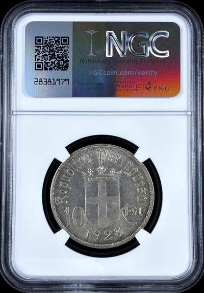 【雨安】【直播拍卖】【评级币章-132期】 2026-04-25 周六 19:30 (金价1050, 银价18.60)  [评级欧洲] Portugal 葡萄牙 共和国 10埃斯库多 1928年 奥里基战役  NGC-MS63