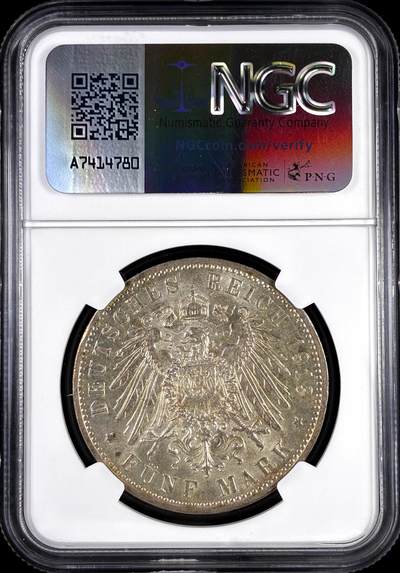 【雨安】【直播拍卖】【评级币章-132期】 2026-04-25 周六 19:30 (金价1050, 银价18.60)  [评级德国] Germany 德国 帝国 J.114 普鲁士 5马克 (1913-1914) 军装 1913年  NGC-MS62