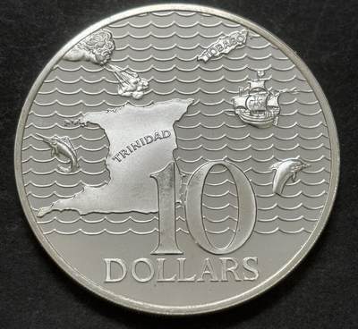 文馨钱币收藏第 303 场，【五一钱币荟，收藏盛宴】长期接代拍业务 全新 1977 年特立尼达和多巴哥 10 元精制纪念大银币，35 克 925 银