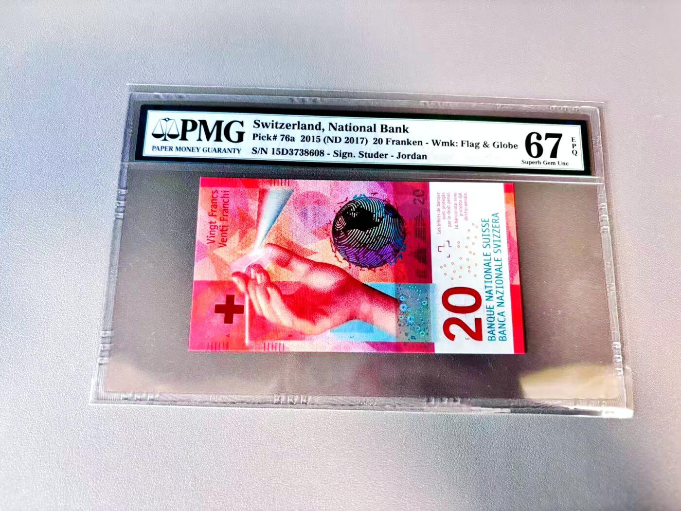 【Blue Auction】世界纸币精拍第812期——18级TOP拍卖/信誉/品质/专业/高效💫 瑞士 2015年20法郎 PMG67EPQ