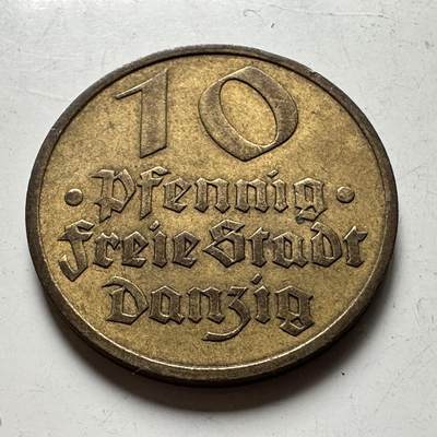 🌹外币初藏🌹🐯2026年第45场   每周二四六晚8️⃣点  世界硬币 但泽自由市 1932年 10芬尼铜币