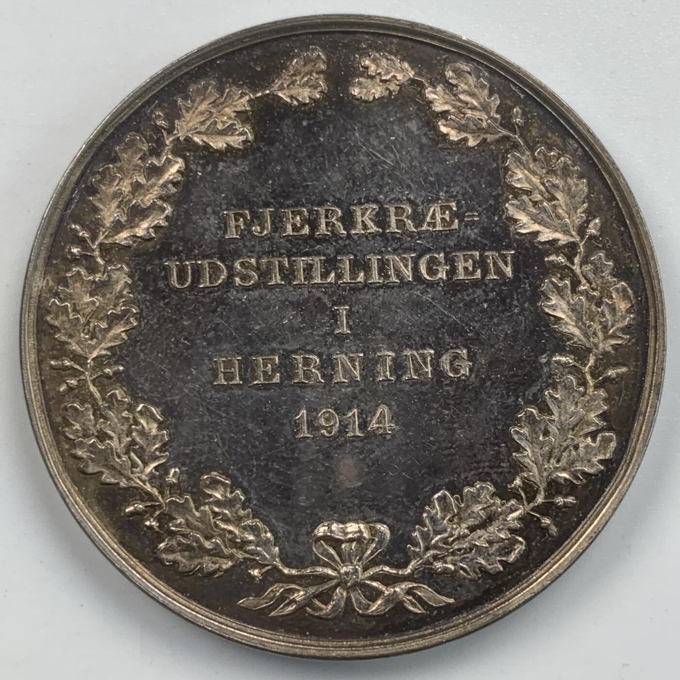 掌中浮雕-藏着的欧洲第059场 1914年丹麦家禽展览会纪念银章，43mm，34.5g，原盒