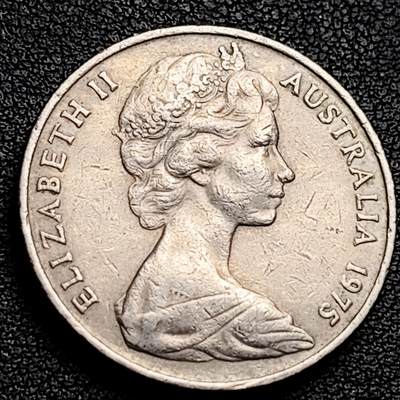 泉币菌-第230场-拍品多 请提前出价 1975年英属澳大利亚20分 伊丽莎白女王  鸭嘴兽  28.5mm