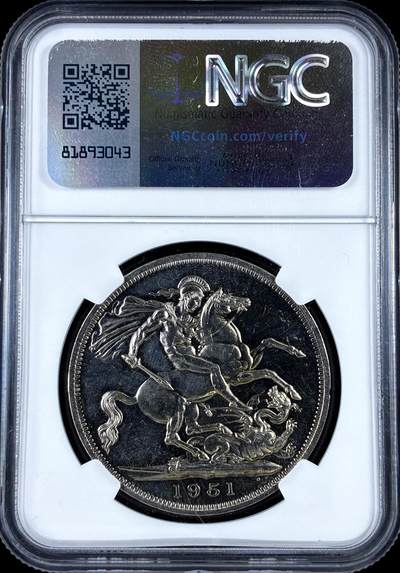 【雨安】【直播拍卖】【评级币章-132期】 2026-04-25 周六 19:30 (金价1050, 银价18.60)  [评级欧洲] Great Britain 英国 1克朗 1951年 乔治六世 NGC-PL63