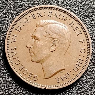 泉币菌-第230场-拍品多 请提前出价 1947币 乔治六世 帆船 英国1/2便士硬币 直径25MM铜币 