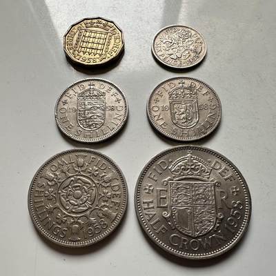 🌹外币初藏🌹🐯2026年第45场   每周二四六晚8️⃣点  世界硬币 英国1958年 清版6枚