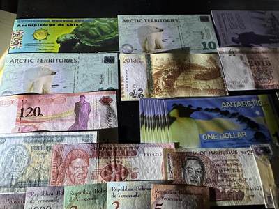 《外钞收藏家》第六百二十九期（精品场）（长期征集拍品、欢迎藏友们联系合作） 几十张精美纸币、纪念券、商业钞一起 基本都是全新g（个别瑕疵）