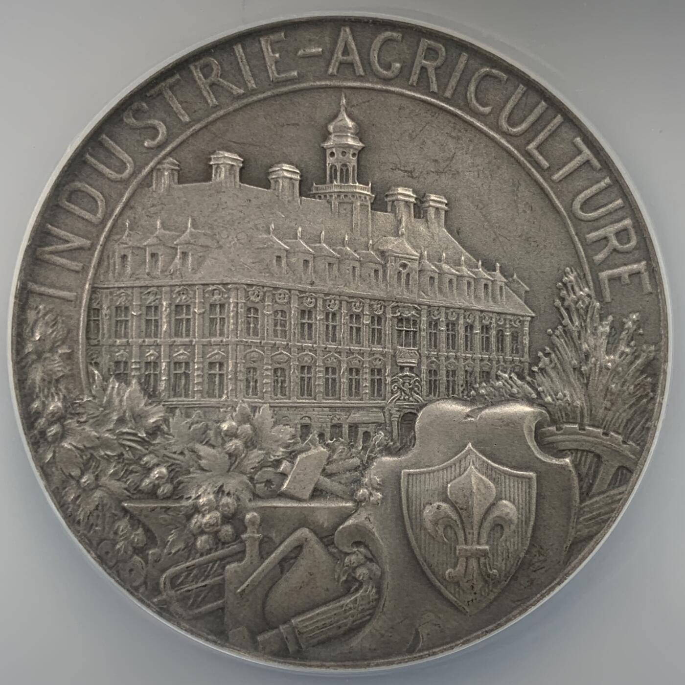 掌中浮雕-藏着的欧洲第059场 NGC MS63 : 法国里尔工商与农业商会银章，46mm