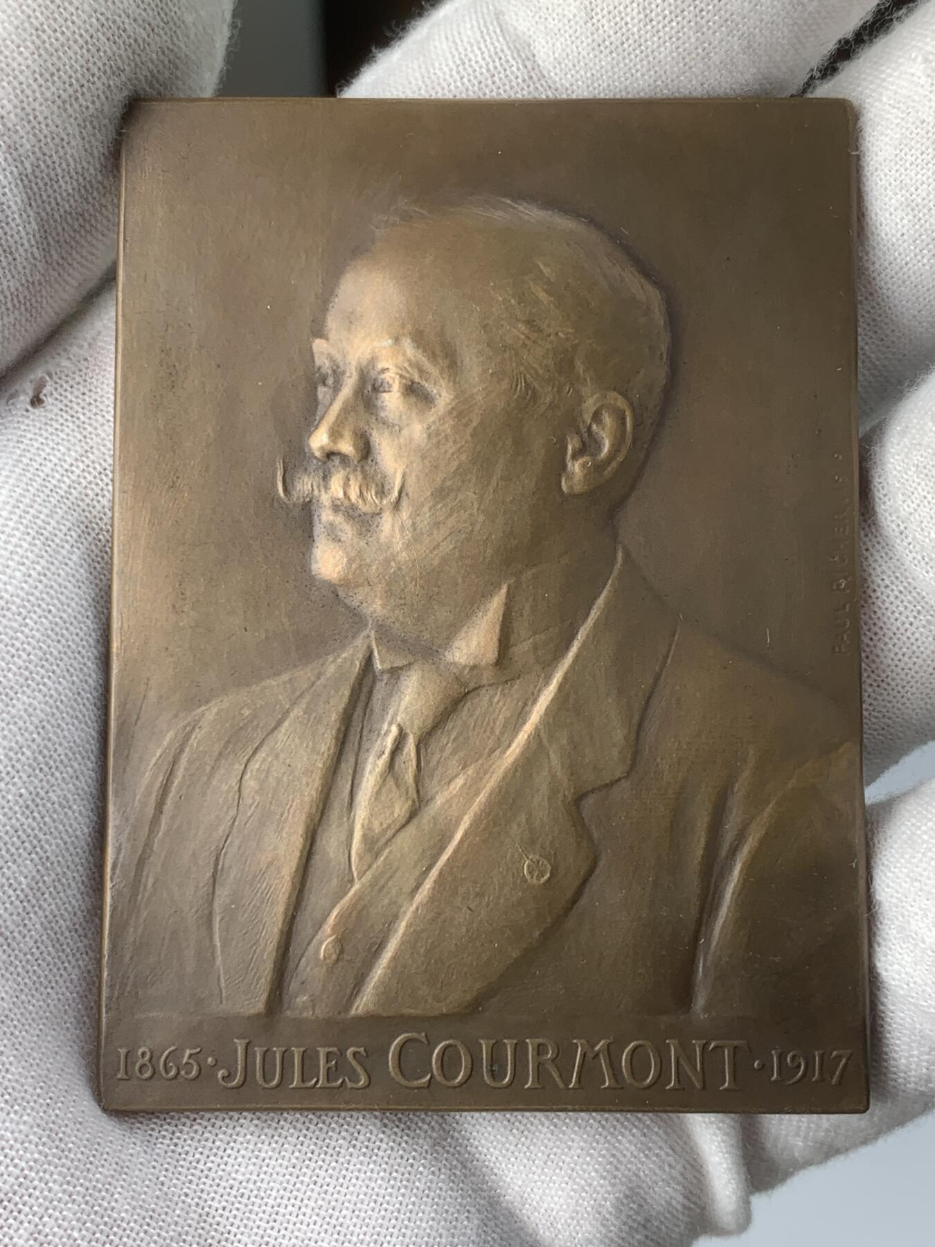 掌中浮雕-藏着的欧洲第059场 1917年法国结核病教授朱尔斯•库尔蒙特纪念铜章 ，53 X 71mm