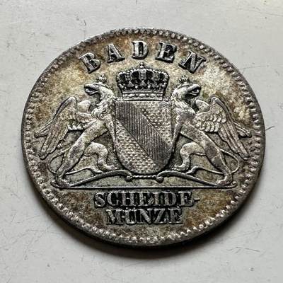 🌹外币初藏🌹🐯2026年第45场   每周二四六晚8️⃣点  世界硬币 德国巴登大公国 1871年 腓特烈一世 3克鲁泽银币 1.7克-18毫米-30%银