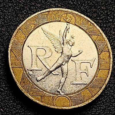 泉币菌-第230场-拍品多 请提前出价 1990年 法国10法郎双色币 天使 小飞人 自由保护神 23mm 入欧前末版币 绝版币 