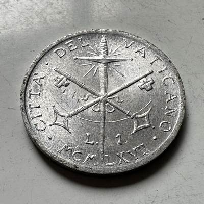 🌹外币初藏🌹🐯2026年第45场   每周二四六晚8️⃣点  世界硬币 梵蒂冈 1967年 保罗六世 1里拉铝币