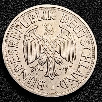 泉币菌-第230场-拍品多 请提前出价 197个年 德国 1马克镍铜硬币 鹰 23.5毫米 纪念币铜钱