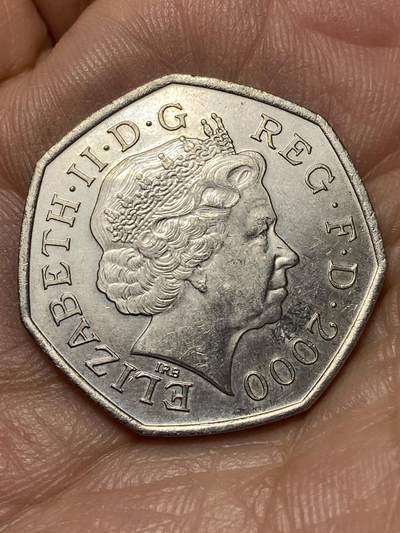 2026年第四十七场(总第二百一十六场）外国好品散币场(免佣金) 英国🇬🇧2000年50便士(公共图书馆法案颁布150周年纪念币)