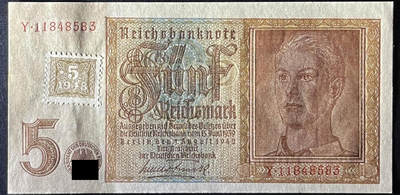 小福收藏拍卖第205期 裸钞场 本期有多张豹子号靓号  大量民国钞 百慕大样钞洋葱冠全套  阿富汗首年份查希尔国王和独立纪念碑 仅发行1000枚亚克力砖封蒙古20000图格里克帝国800周年纪念钞 卢旺达 东加勒比 斯里兰卡等多国精美纸币 东德 1945年 5马克 在1942年5马克上贴票 unc