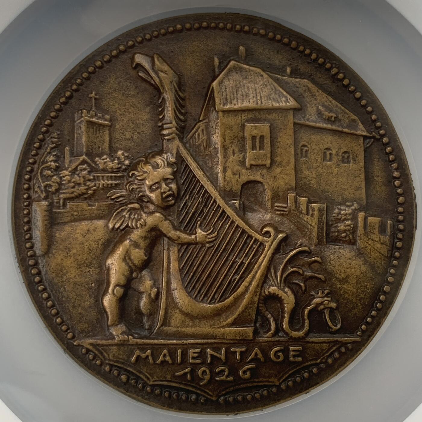 掌中浮雕-藏着的欧洲第059场 NGC MS63 : 1926年德国瓦特堡五月节，歌德&贝多芬铜章，75mm，大师卡尔哥茨作品，歌茨目录op367               