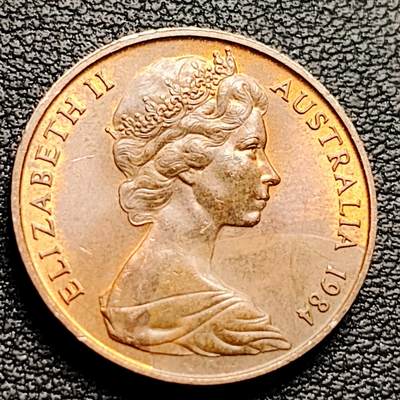 泉币菌-第230场-拍品多 请提前出价 1984年 英属澳大利亚2分铜币 伞蜥蜴斗篷蜥 21.5mm
