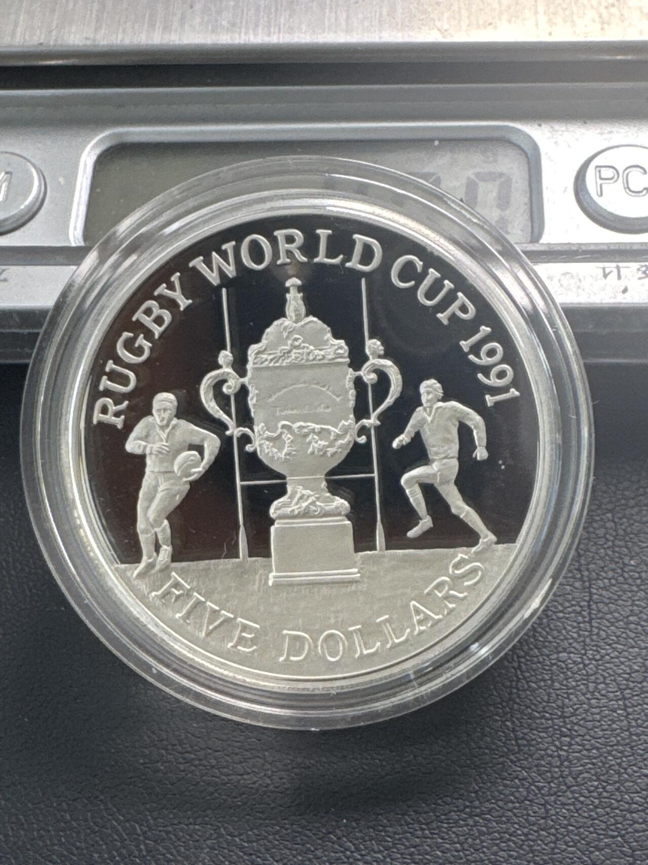 ❤️【币观天下】❤️ 第349期钱币拍卖场- 2026.4.24周五晚上6点半场 长期征集拍品  新西兰1991年足总杯5元精制纪念银币27.22克