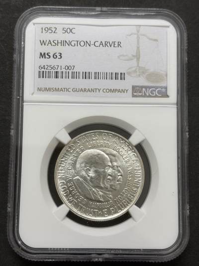 文馨钱币收藏第 303 场，【五一钱币荟，收藏盛宴】长期接代拍业务 NGC MS63 1953 年美国地图版 50分银币，细节看图