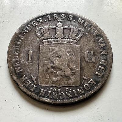 🌹外币初藏🌹🐯2026年第45场   每周二四六晚8️⃣点  世界硬币 荷兰 1848年 威廉二世 1盾银币 10克-28毫米-94.5%银