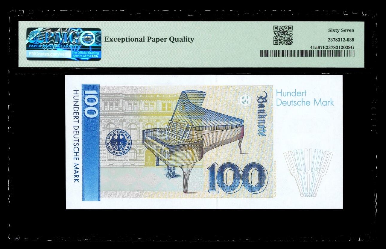 【Blue Auction】世界纸币精拍第812期——18级TOP拍卖/信誉/品质/专业/高效💫 【初版AA冠无47】德国 1989年100马克 克拉拉 PMG67EPQ 