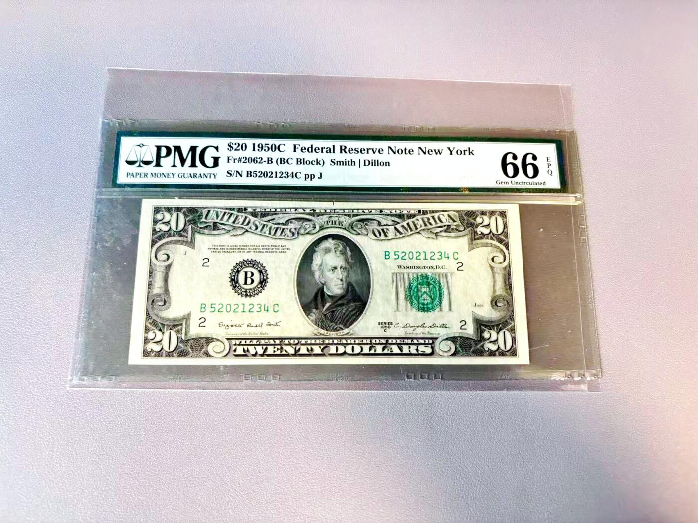 【Blue Auction】世界纸币精拍第812期——18级TOP拍卖/信誉/品质/专业/高效💫 美国 1950C 20美金 PMG66EPQ