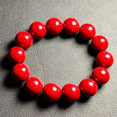 泉币菌-第230场-拍品多 请提前出价 朱砂手串 14颗 圆润饱满 祈福 平安 守护 尺寸15mm 重约54g