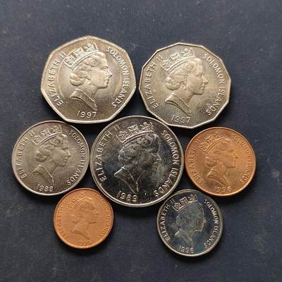 【全场包邮】纯粹捡漏拍522场 所罗门群岛1988-1997年低冠女王7枚套币