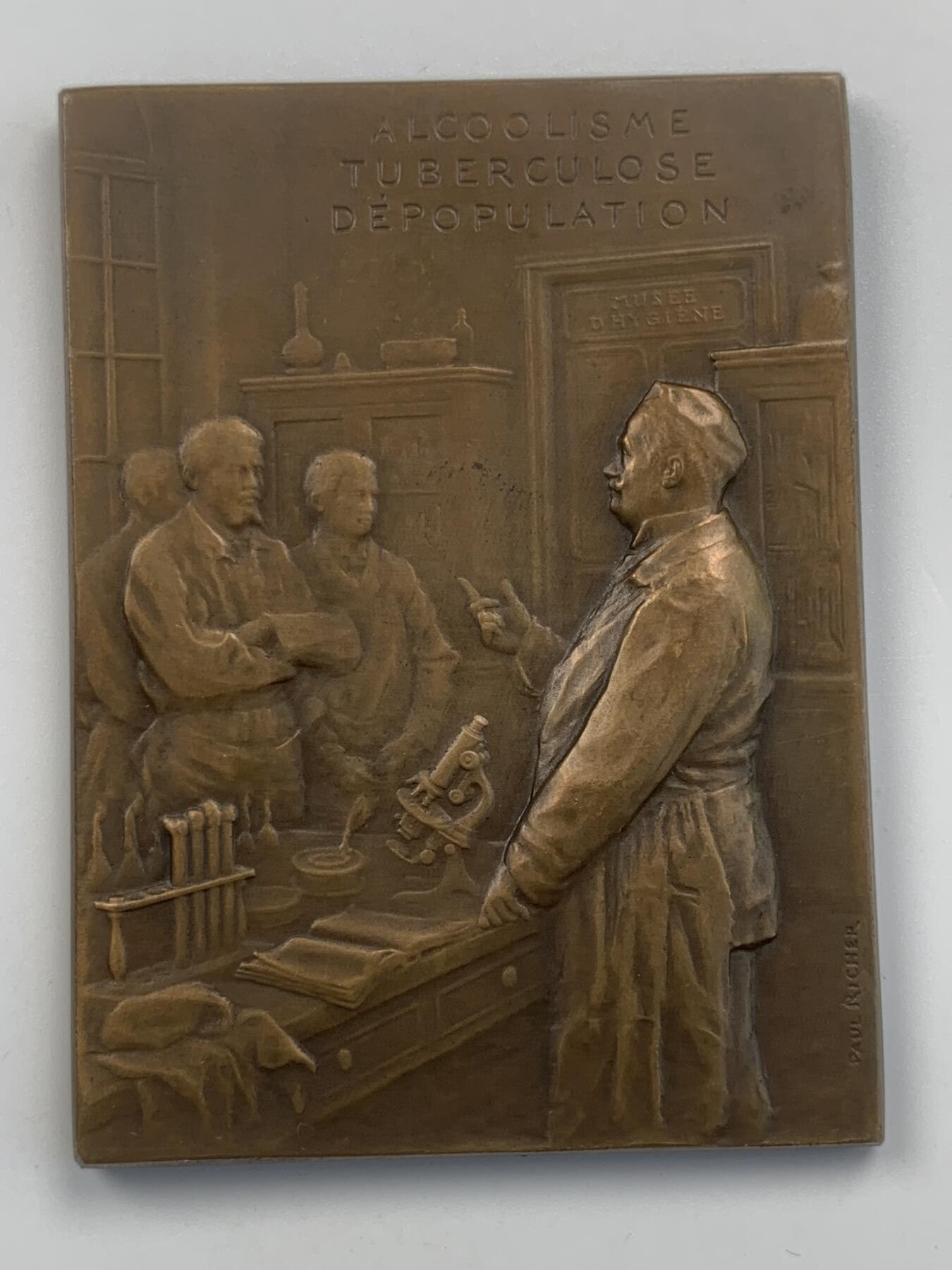 掌中浮雕-藏着的欧洲第059场 1917年法国结核病教授朱尔斯•库尔蒙特纪念铜章 ，53 X 71mm