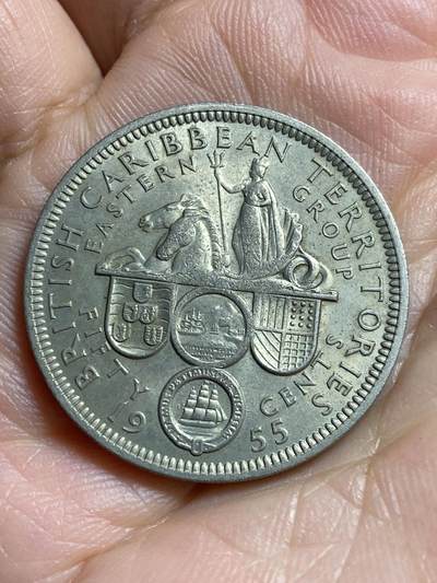 2026年第四十七场(总第二百一十六场）外国好品散币场(免佣金) 英属加勒比领地1955年50分(伊丽莎白二世青年带冠，首发年仅发行2年)