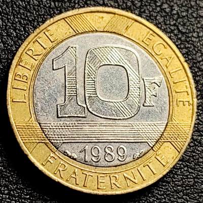 泉币菌-第230场-拍品多 请提前出价 1989年 法国10法郎双色币 天使 小飞人 自由保护神 23mm 入欧前末版币 绝版币 