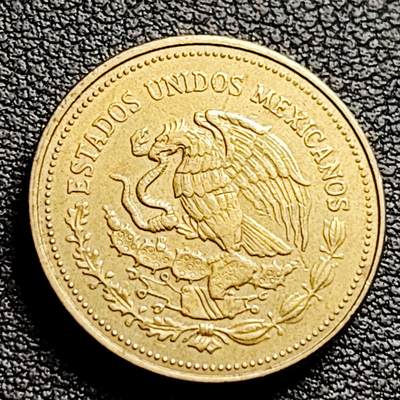 泉币菌-第230场-拍品多 请提前出价 首任总统瓜达卢佩 墨西哥20比索黄铜币 1989 21mm5.9g