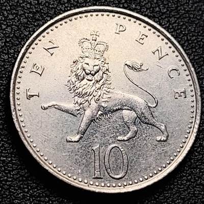 泉币菌-第230场-拍品多 请提前出价 英国1992年 10便士铜镍币 24.5mm 伊丽莎白二世女王 皇冠狮子