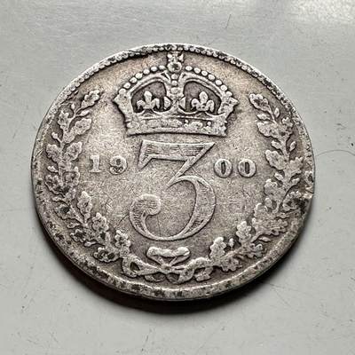 🌹外币初藏🌹🐯2026年第45场   每周二四六晚8️⃣点  世界硬币 英国 1900年 维多利亚 3便士银币 d