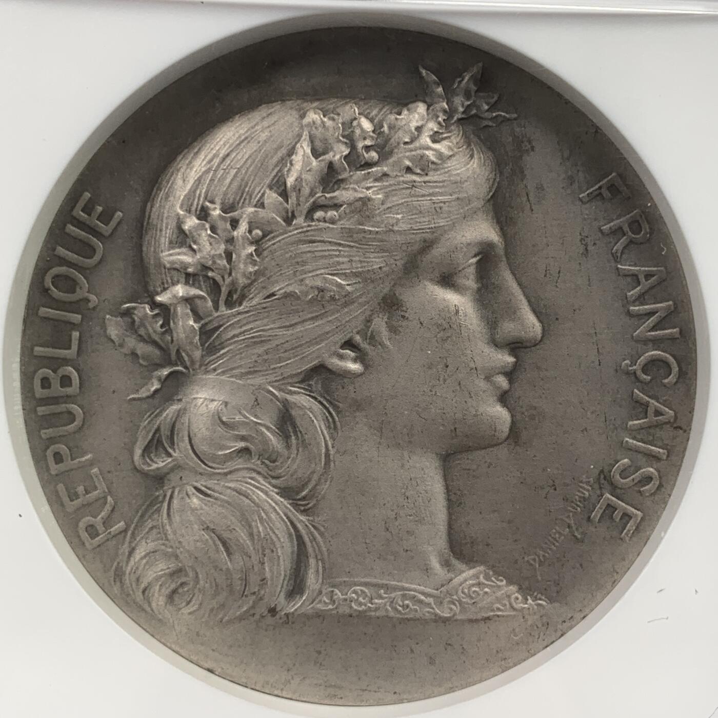 掌中浮雕-藏着的欧洲第059场 NGC MS64 : 法国玛丽安娜镀银铜章，参议员奖章，45mm