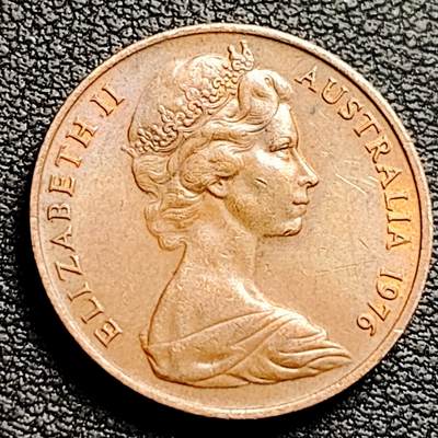 泉币菌-第230场-拍品多 请提前出价  1976年 英属澳大利亚2分铜币 伞蜥蜴斗篷蜥 21.5mm