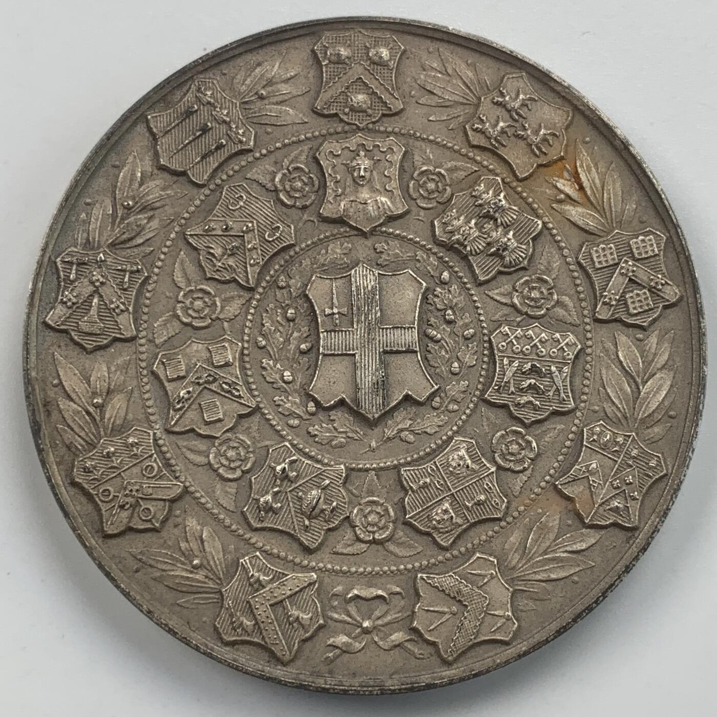 掌中浮雕-藏着的欧洲第059场 1947年英国伦敦科技考试一等奖银质奖章，51.2mm，77.6g