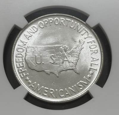 文馨钱币收藏第 303 场，【五一钱币荟，收藏盛宴】长期接代拍业务 NGC MS63 1953 年美国地图版 50分银币，细节看图